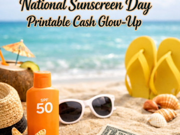 Go from  to  with Idea 5: National Sunscreen Day Printable Cash Glow-Up