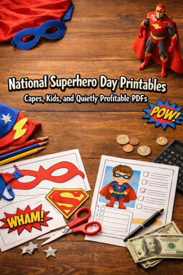 National Superhero Day Printables – Capes, Kids, and Quietly Profitable PDFs