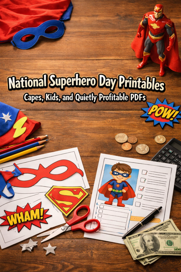 National Superhero Day Printables – Capes, Kids, and Quietly Profitable PDFs