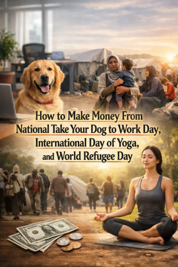 How to Make Money From National Take Your Dog to Work Day, International Day of Yoga, and World Refugee Day