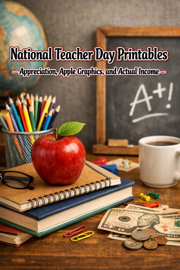 National Teacher Day Printables – Appreciation, Apple Graphics, and Actual Income