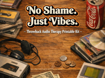 🎶 “No Shame. Just Vibes.” – Throwback Audio Therapy Printable Kit