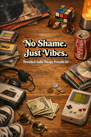 🎶 “No Shame. Just Vibes.” – Throwback Audio Therapy Printable Kit