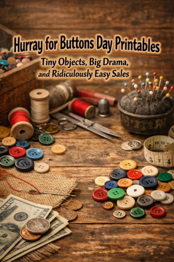 Hurray for Buttons Day Printables – Tiny Objects, Big Drama, and Ridiculously Easy Sales