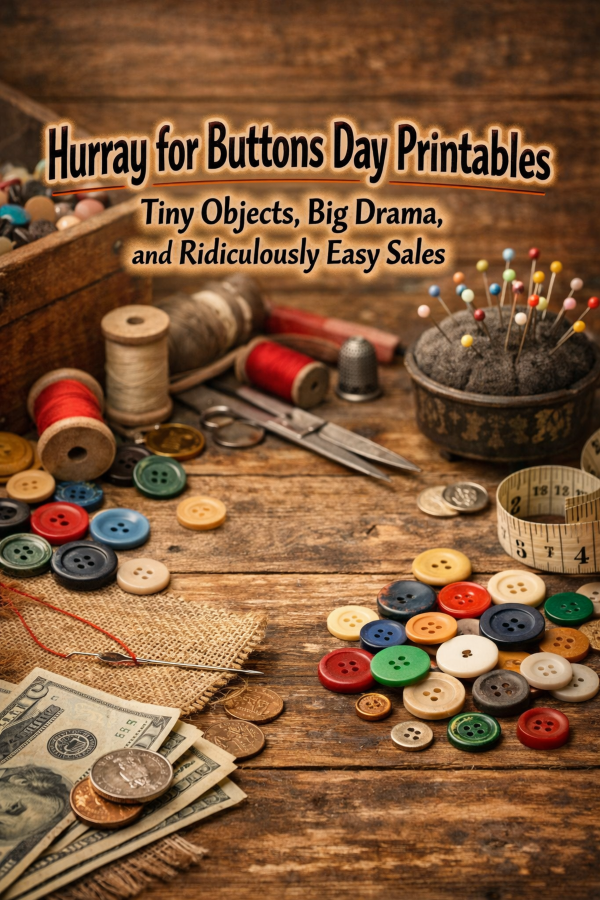 Hurray for Buttons Day Printables – Tiny Objects, Big Drama, and Ridiculously Easy Sales