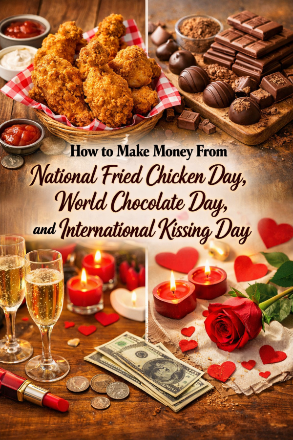 How to Make Money From National Fried Chicken Day, World Chocolate Day, and International Kissing Day