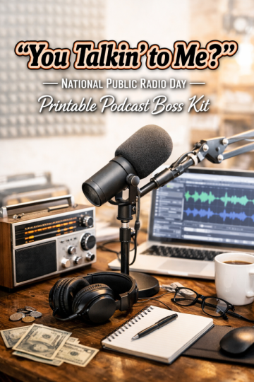 📻 “You Talkin’ to Me?” — National Public Radio Day Printable Podcast Boss Kit