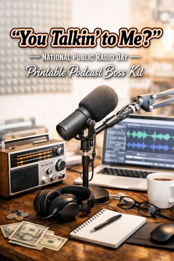 📻 “You Talkin’ to Me?” — National Public Radio Day Printable Podcast Boss Kit