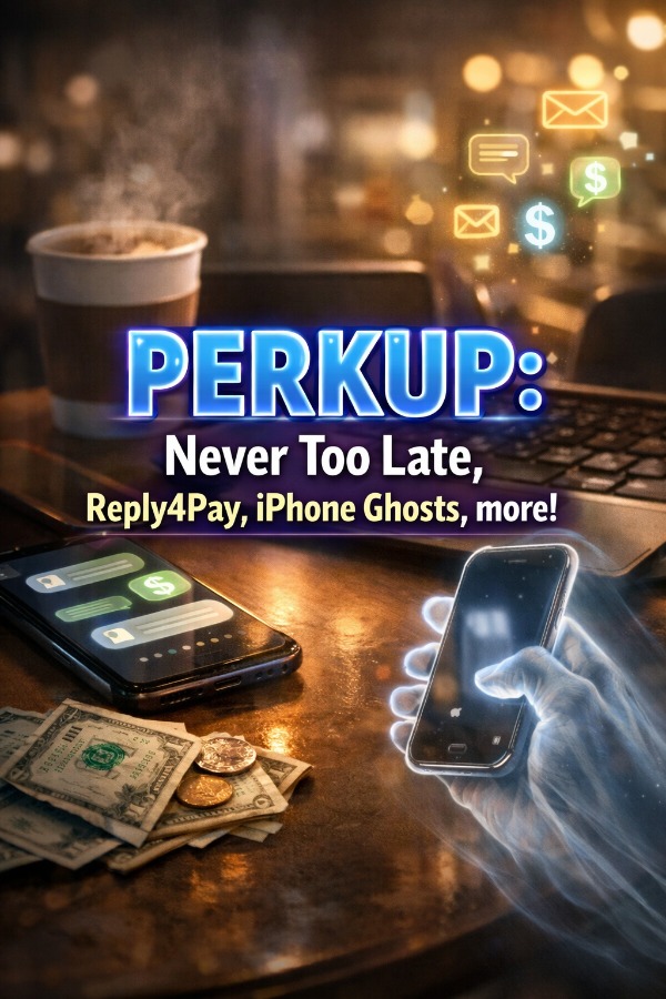 PERKUP: Never Too Late, Reply4Pay, iPhone Ghosts, more!