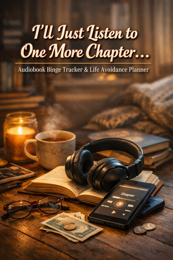 🎧 “I’ll Just Listen to One More Chapter…” – Audiobook Binge Tracker & Life Avoidance Planner