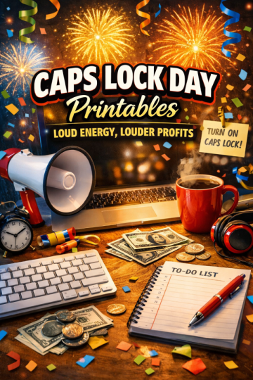 CAPS LOCK DAY Printables – Loud Energy, Louder Profits