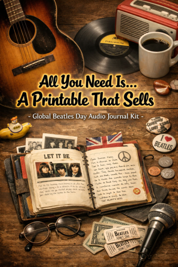 🎸 “All You Need Is… A Printable That Sells” – Global Beatles Day Audio Journal Kit
