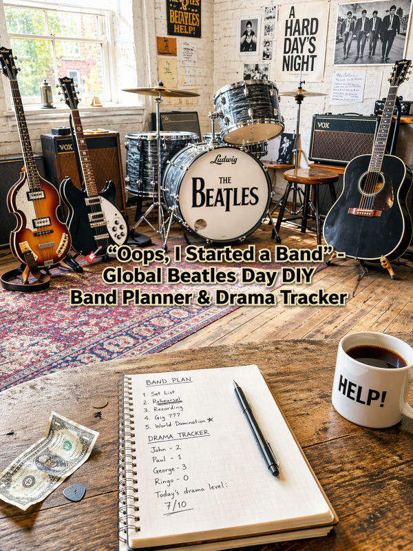🎸 “Oops, I Started a Band” – Global Beatles Day DIY Band Planner & Drama Tracker
