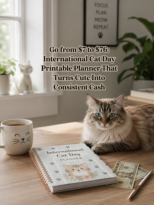 Go from  to : International Cat Day Printable Planner That Turns Cute Into Consistent Cash