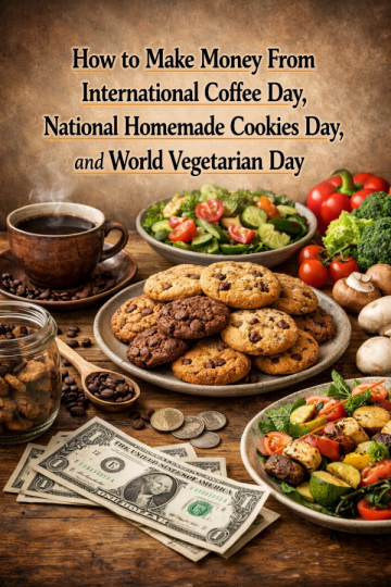 How to Make Money From International Coffee Day, National Homemade Cookies Day, and World Vegetarian Day