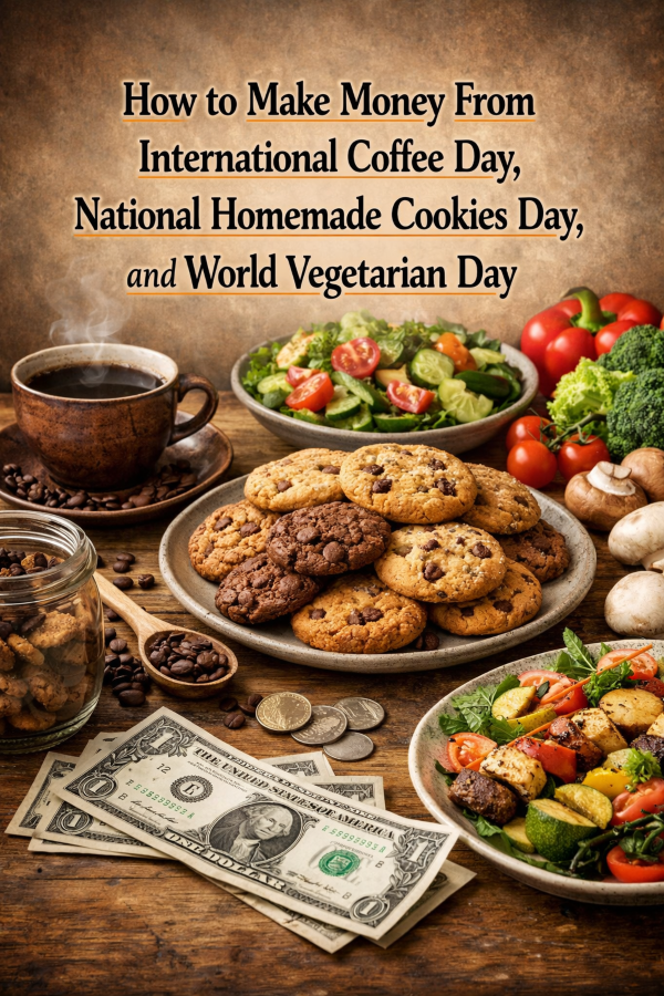 How to Make Money From International Coffee Day, National Homemade Cookies Day, and World Vegetarian Day