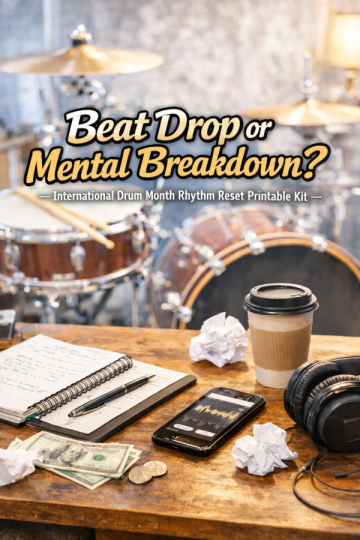 🥁 “Beat Drop or Mental Breakdown?” — International Drum Month Rhythm Reset Printable Kit