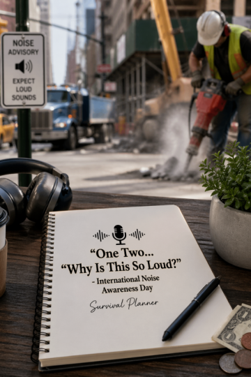 🎤 “One Two… Why Is This So Loud?” – International Noise Awareness Day Survival Planner