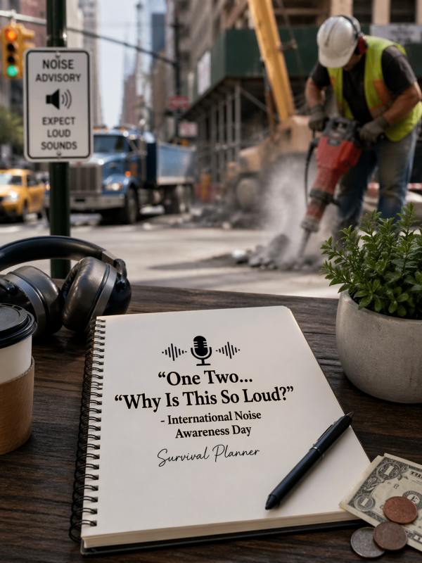 🎤 “One Two… Why Is This So Loud?” – International Noise Awareness Day Survival Planner