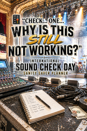 🎚️ “Check… One… Why Is This Still Not Working?” – International Sound Check Day Sanity Saver Planner