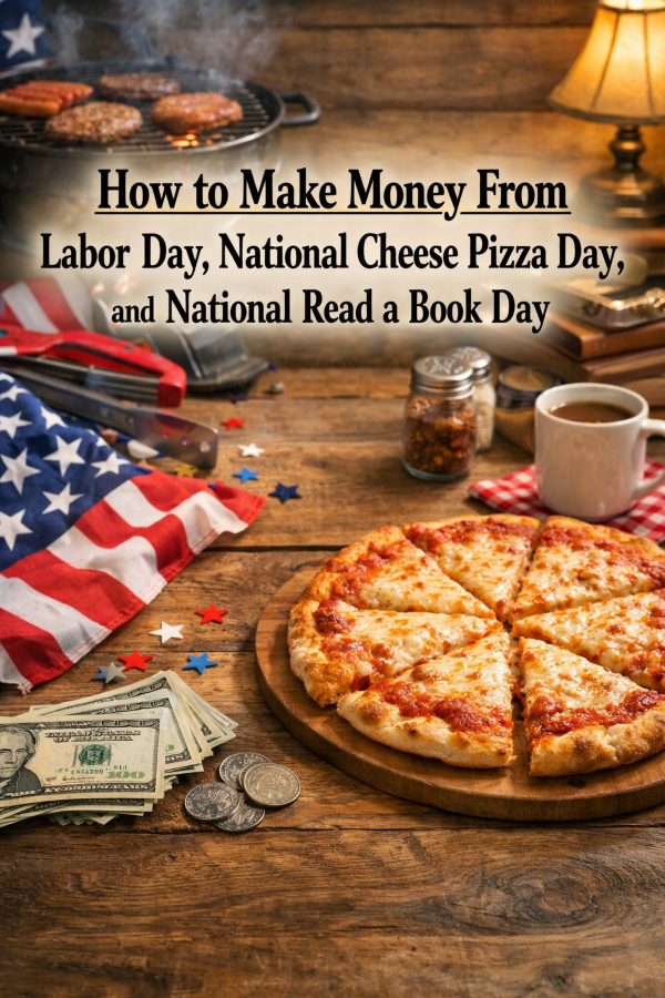 How to Make Money From Labor Day, National Cheese Pizza Day, and National Read a Book Day