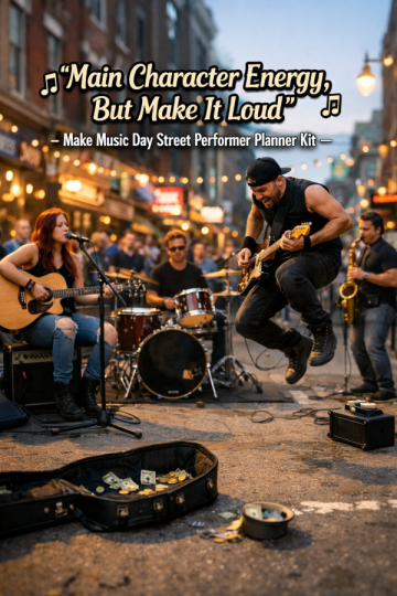 🎶 “Main Character Energy, But Make It Loud” – Make Music Day Street Performer Planner Kit