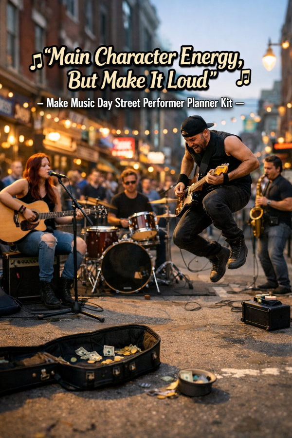 🎶 “Main Character Energy, But Make It Loud” – Make Music Day Street Performer Planner Kit