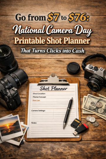 Go from  to : National Camera Day Printable Shot Planner That Turns Clicks into Cash