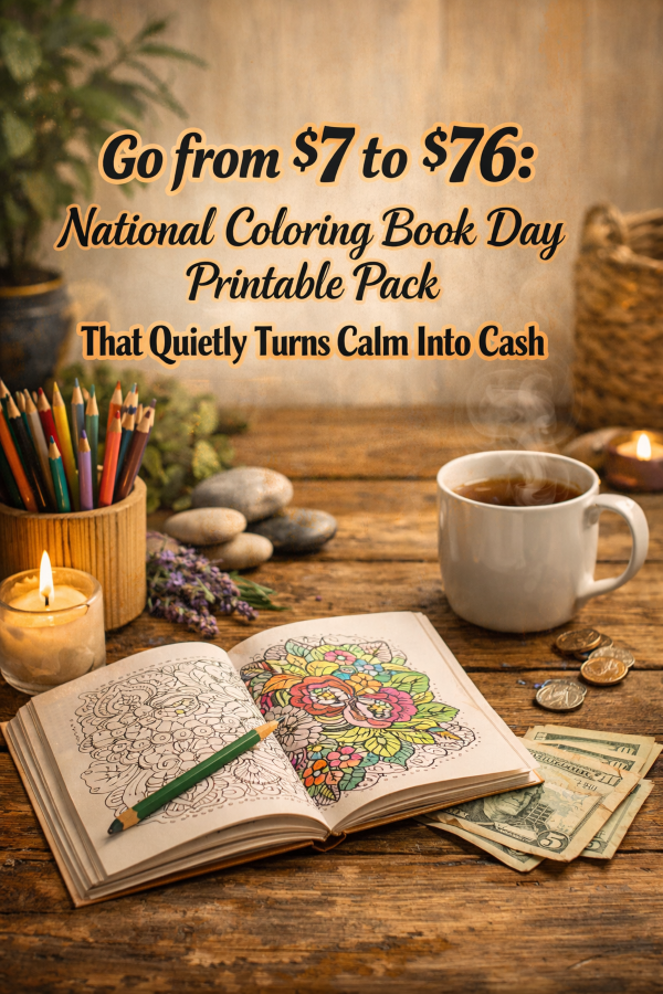 Go from  to : National Coloring Book Day Printable Pack That Quietly Turns Calm Into Cash
