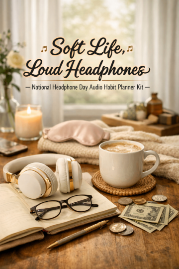 🎧 “Soft Life, Loud Headphones” — National Headphone Day Audio Habit Planner Kit