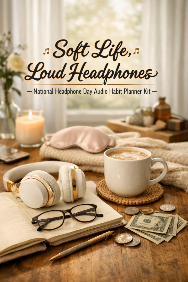 🎧 “Soft Life, Loud Headphones” — National Headphone Day Audio Habit Planner Kit