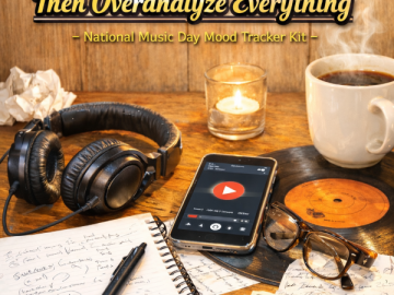 🎵 “Press Play… Then Overanalyze Everything” – National Music Day Mood Tracker Kit