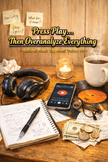 🎵 “Press Play… Then Overanalyze Everything” – National Music Day Mood Tracker Kit