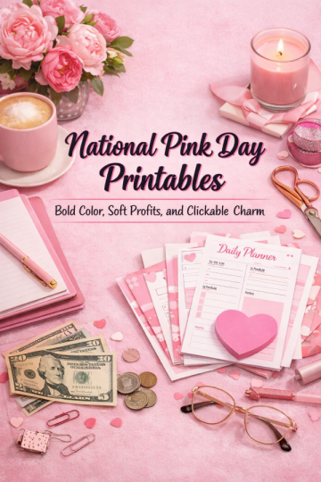 National Pink Day Printables – Bold Color, Soft Profits, and Clickable Charm