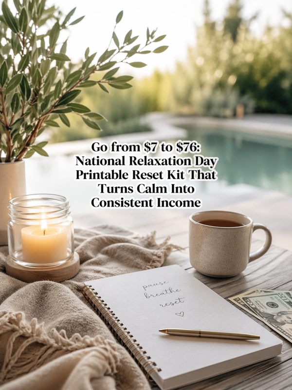 Go from  to : National Relaxation Day Printable Reset Kit That Turns Calm Into Consistent Income