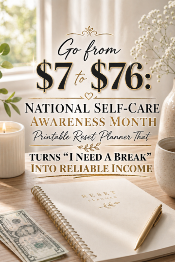 Go from  to : National Self-Care Awareness Month Printable Reset Planner That Turns “I Need a Break” Into Reliable Income