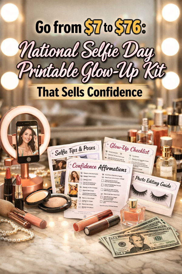 Go from  to : National Selfie Day Printable Glow-Up Kit That Sells Confidence
