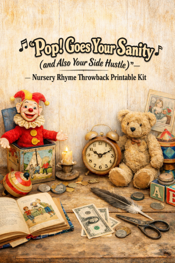 🎶 “Pop! Goes Your Sanity (and Also Your Side Hustle)” — Nursery Rhyme Throwback Printable Kit