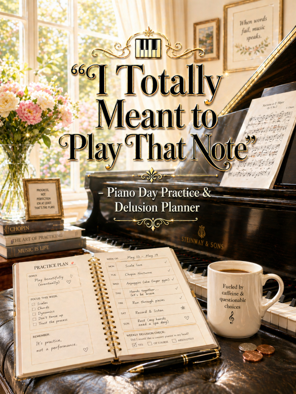🎹 “I Totally Meant to Play That Note” – Piano Day Practice & Delusion Planner