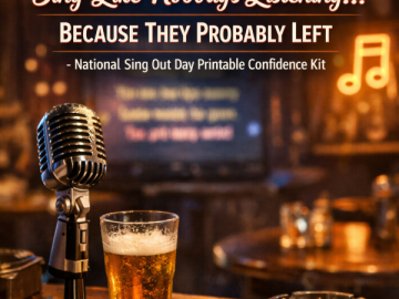 🎤 “Sing Like Nobody’s Listening… Because They Probably Left” – National Sing Out Day Printable Confidence Kit