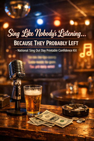 🎤 “Sing Like Nobody’s Listening… Because They Probably Left” – National Sing Out Day Printable Confidence Kit