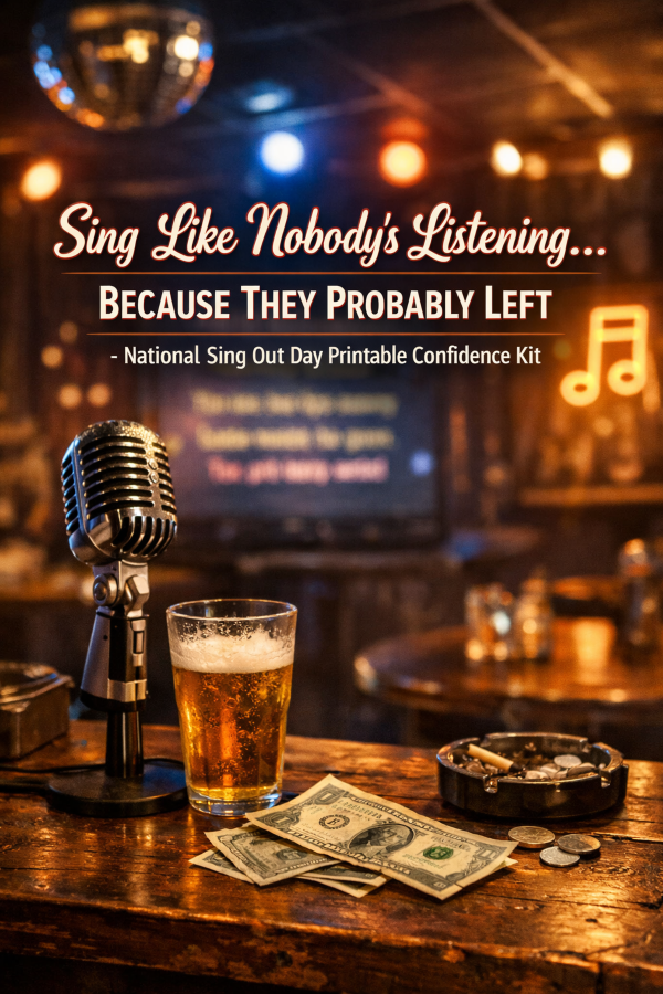 🎤 “Sing Like Nobody’s Listening… Because They Probably Left” – National Sing Out Day Printable Confidence Kit