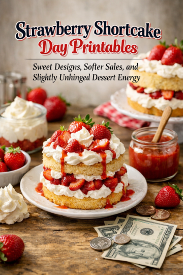 Strawberry Shortcake Day Printables – Sweet Designs, Softer Sales, and Slightly Unhinged Dessert Energy