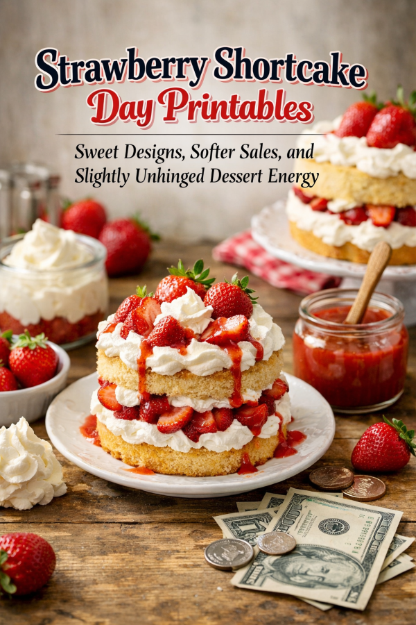Strawberry Shortcake Day Printables – Sweet Designs, Softer Sales, and Slightly Unhinged Dessert Energy
