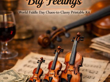🎻 “Tiny Violins, Big Feelings” – World Fiddle Day Chaos-to-Classy Printable Kit