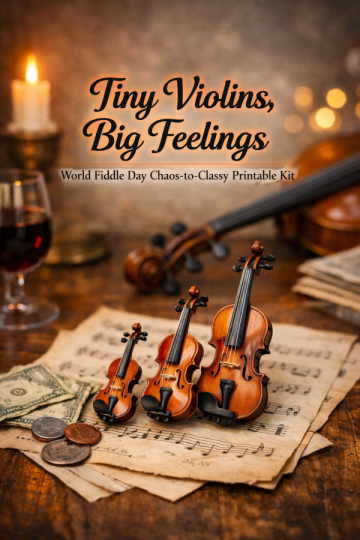 🎻 “Tiny Violins, Big Feelings” – World Fiddle Day Chaos-to-Classy Printable Kit