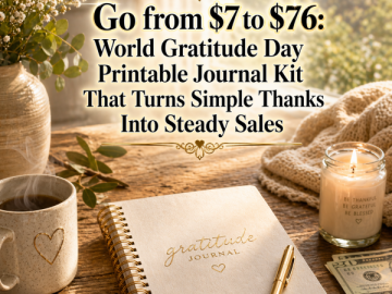 Go from  to : World Gratitude Day Printable Journal Kit That Turns Simple Thanks Into Steady Sales