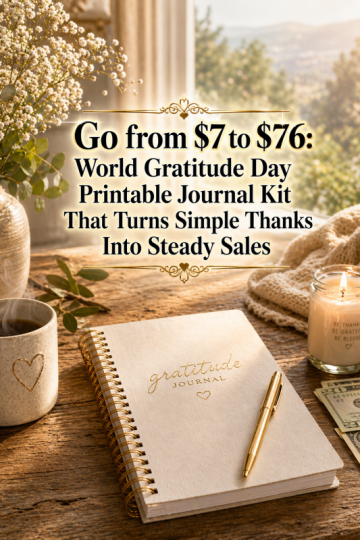 Go from  to : World Gratitude Day Printable Journal Kit That Turns Simple Thanks Into Steady Sales