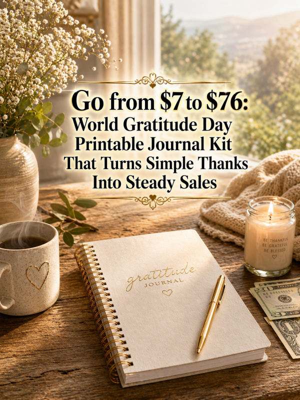 Go from  to : World Gratitude Day Printable Journal Kit That Turns Simple Thanks Into Steady Sales