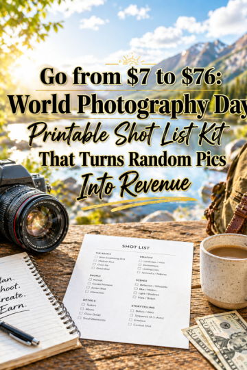 Go from  to : World Photography Day Printable Shot List Kit That Turns Random Pics Into Revenue